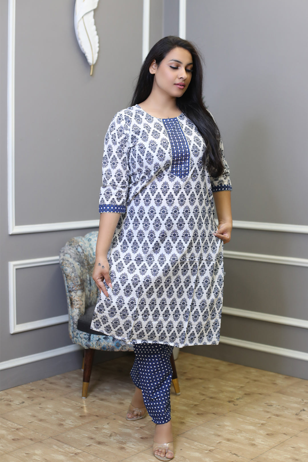 Block Printed Cotton Kurti Set