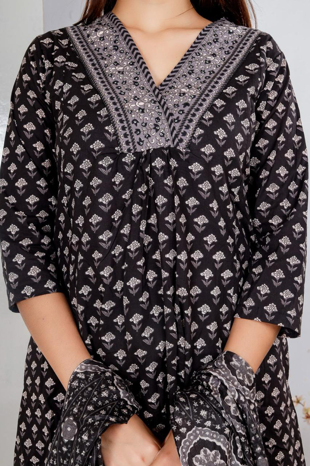 Black Printed Cotton Suit