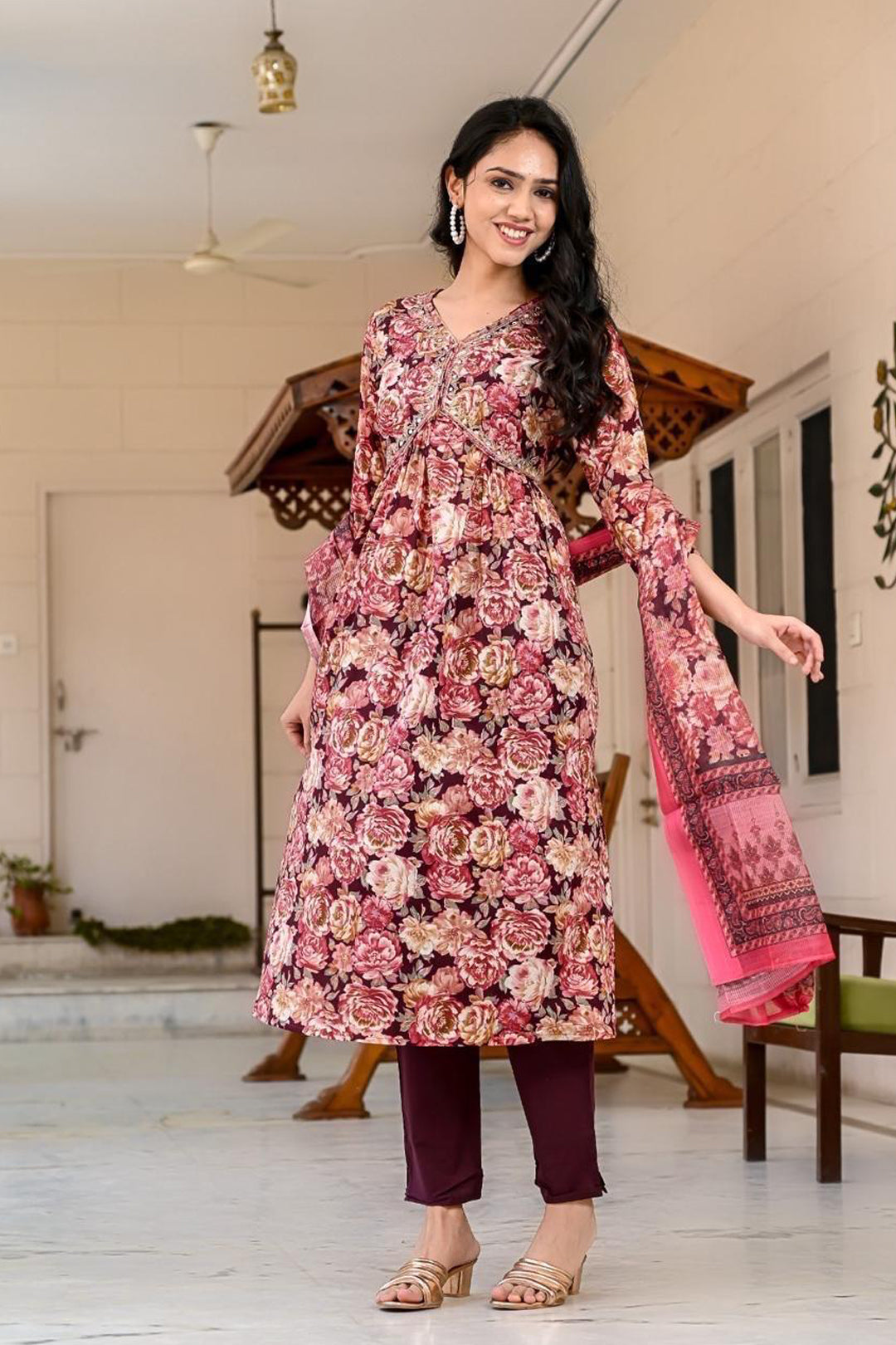 Radiant Red Anarkali Suit