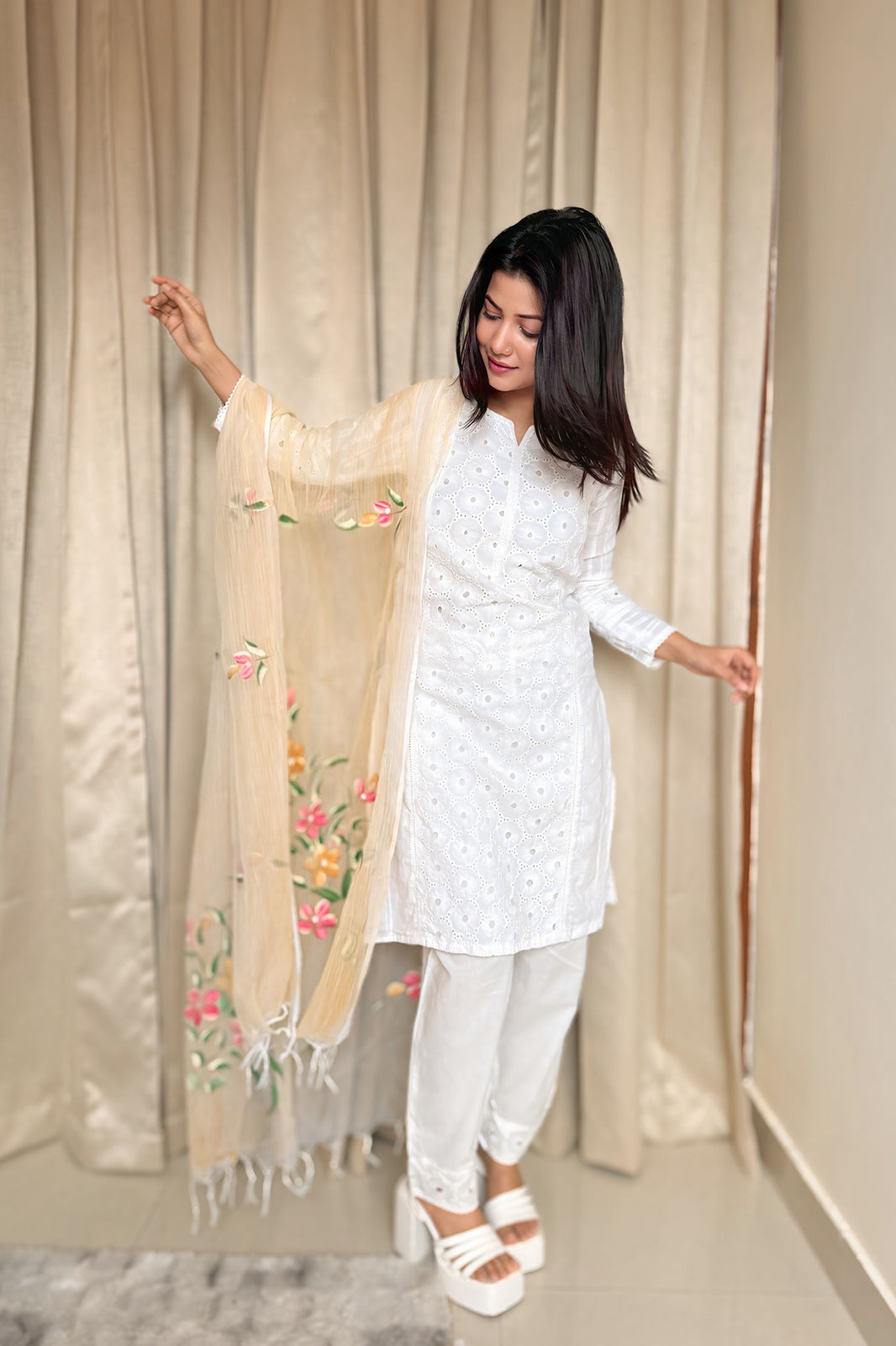 White Chikankari Suit