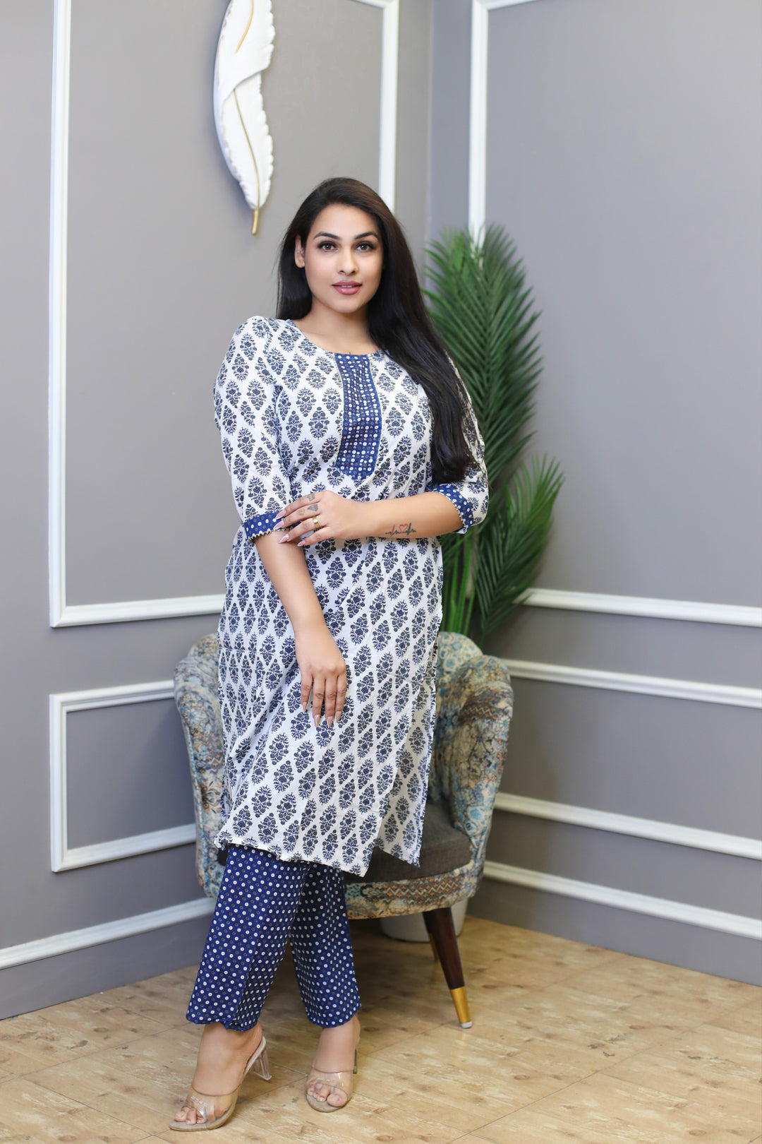 Block Printed Cotton Kurti Set