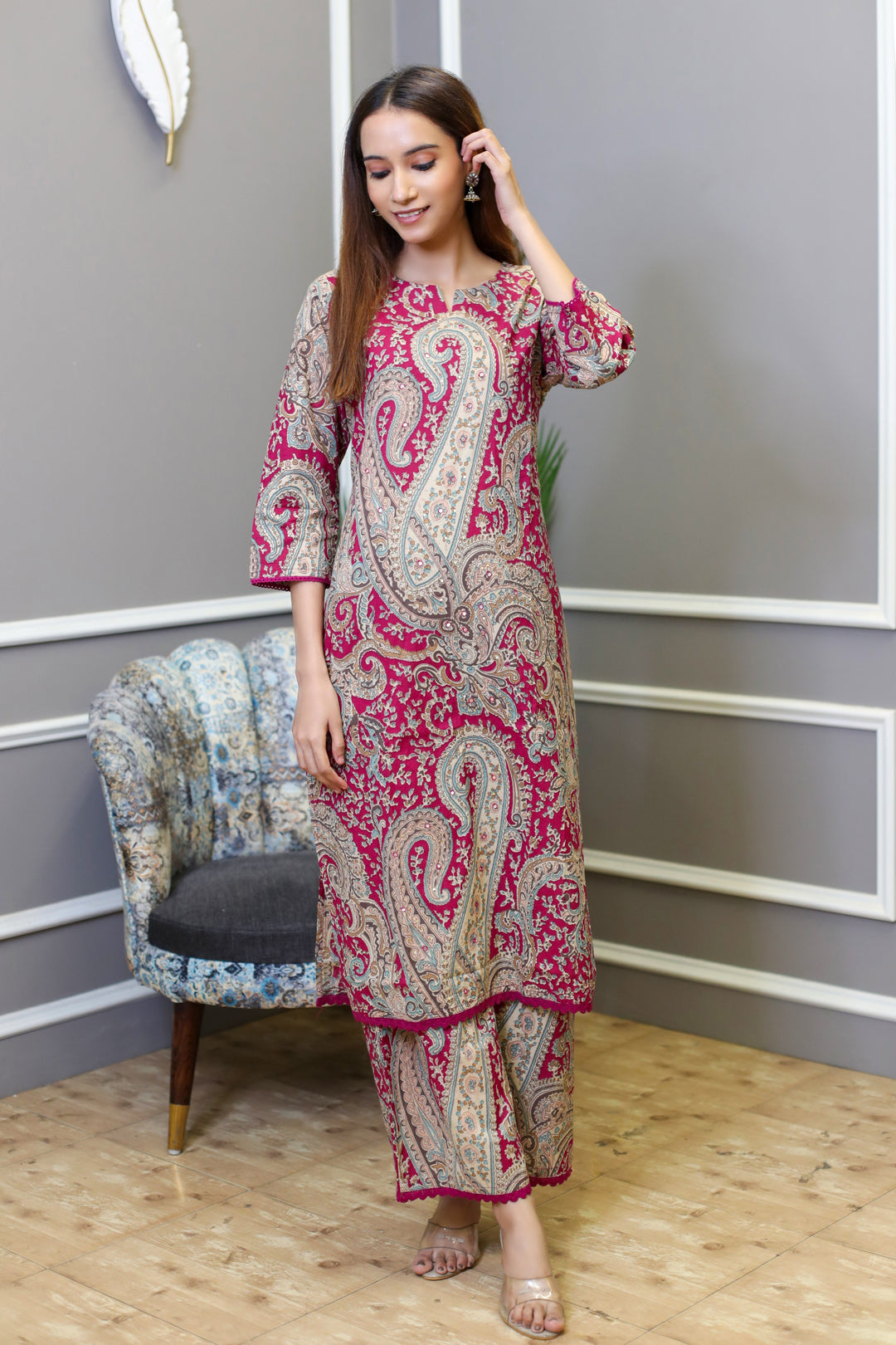 Cotton Straight Kurta Palazzo Set