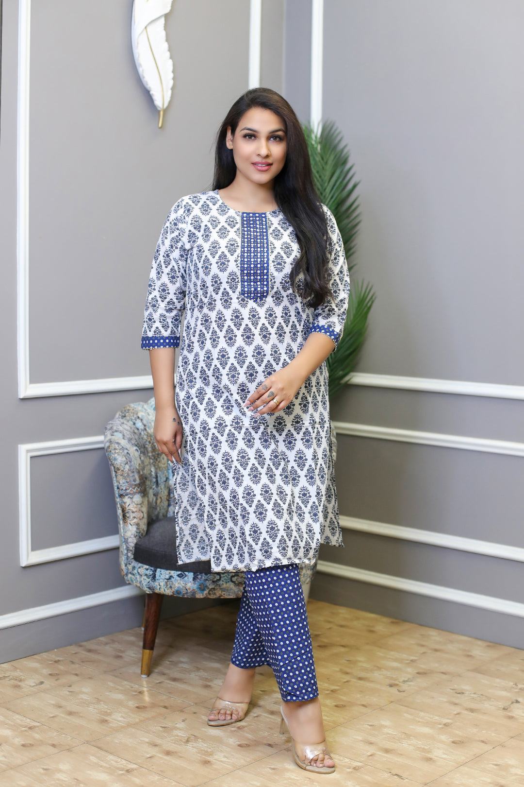 Block Printed Cotton Kurti Set