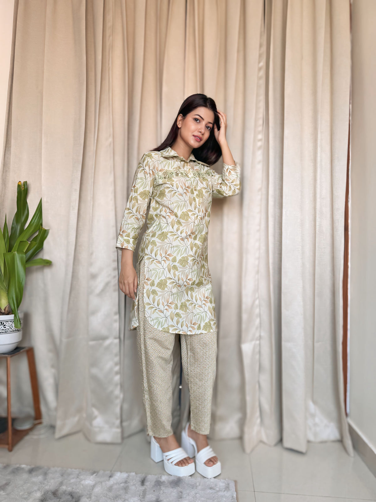 Printed Cotton Silk Co-ord Set