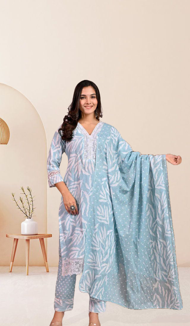 Printed Straight Kurta Pants Suit