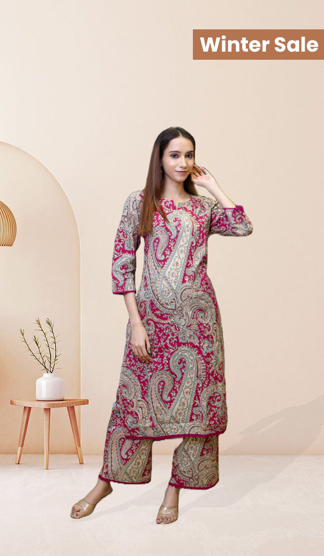 Cotton Straight Kurta Palazzo Set