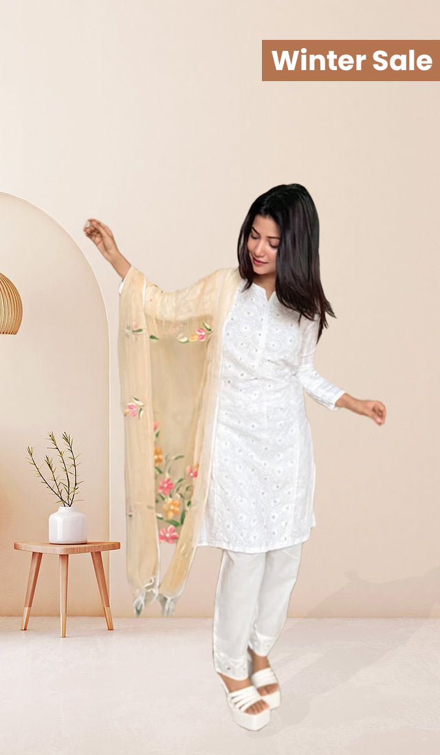 White Chikankari Suit