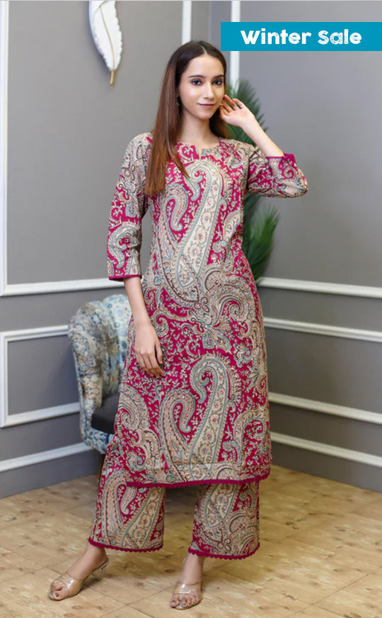 Cotton Straight Kurta Palazzo Set