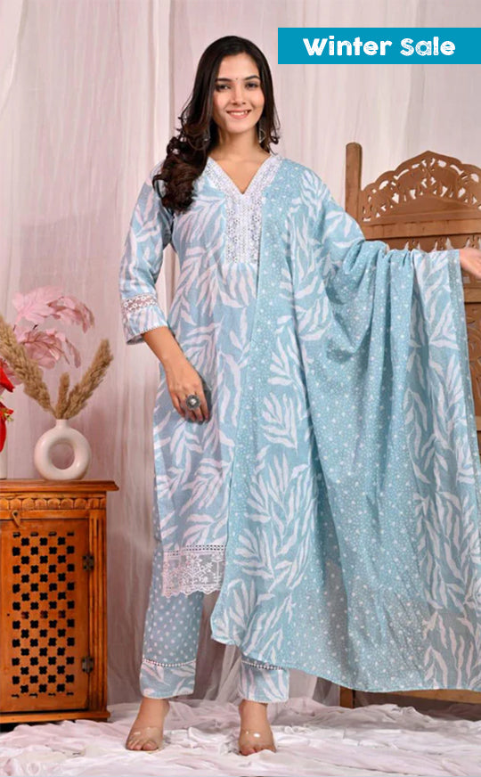 Printed Straight Kurta Pants Suit