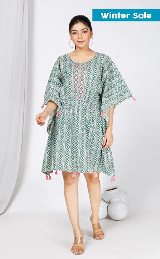 Embroidered Kaftan Dress